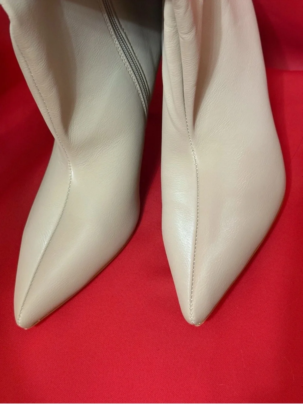 Sz 40 US 9 AZALEA WANG Beige Thigh High Women Boots Shaft 30” Pointed Toe Heel